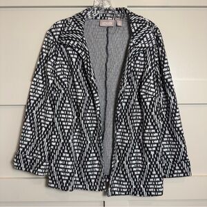 Chico’s Knit Geometric Open Front Tailored Blazer Jacket Chico’s Sz 1 Womens Med